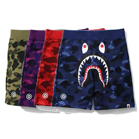 BAPE colorblock camouflage glow-in-the-dark shark series casual shorts-4245  