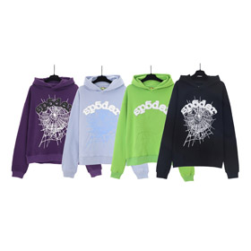 Sp5der graphic print hooded pullover long-sleeved sweatshirt-4605  